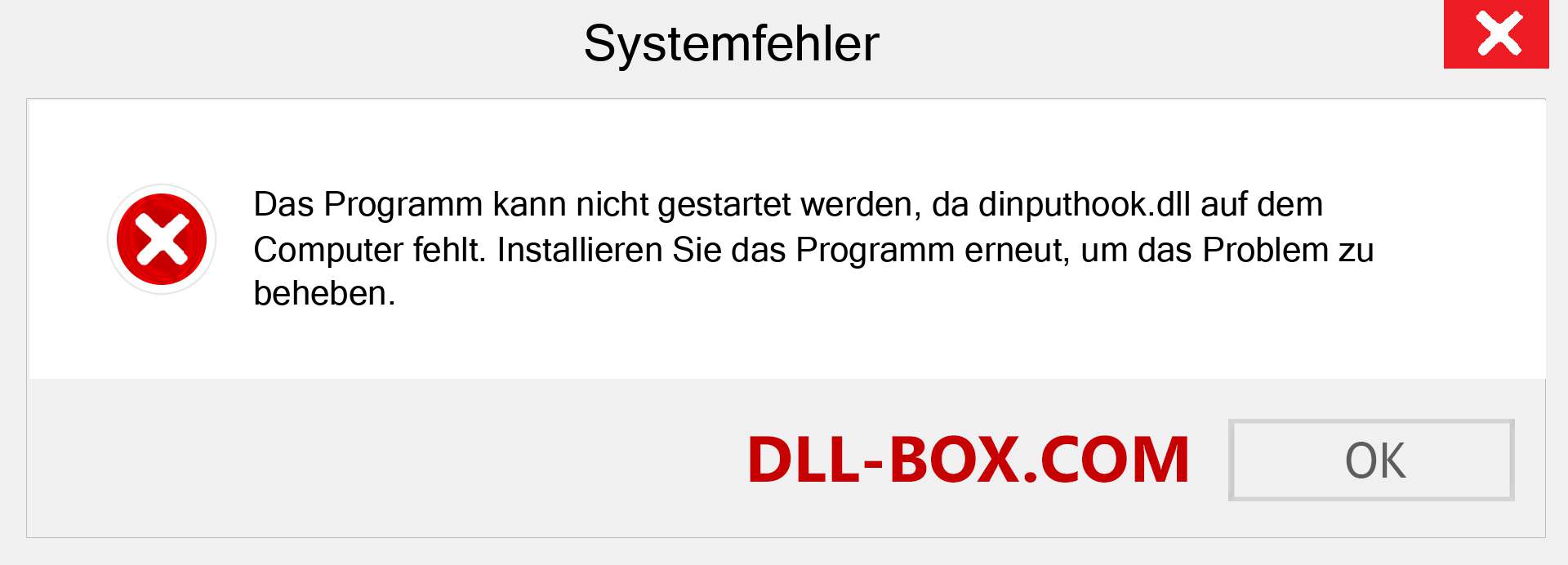 dinputhook.dll-Datei fehlt?. Download für Windows 7, 8, 10 - Fix dinputhook dll Missing Error unter Windows, Fotos, Bildern