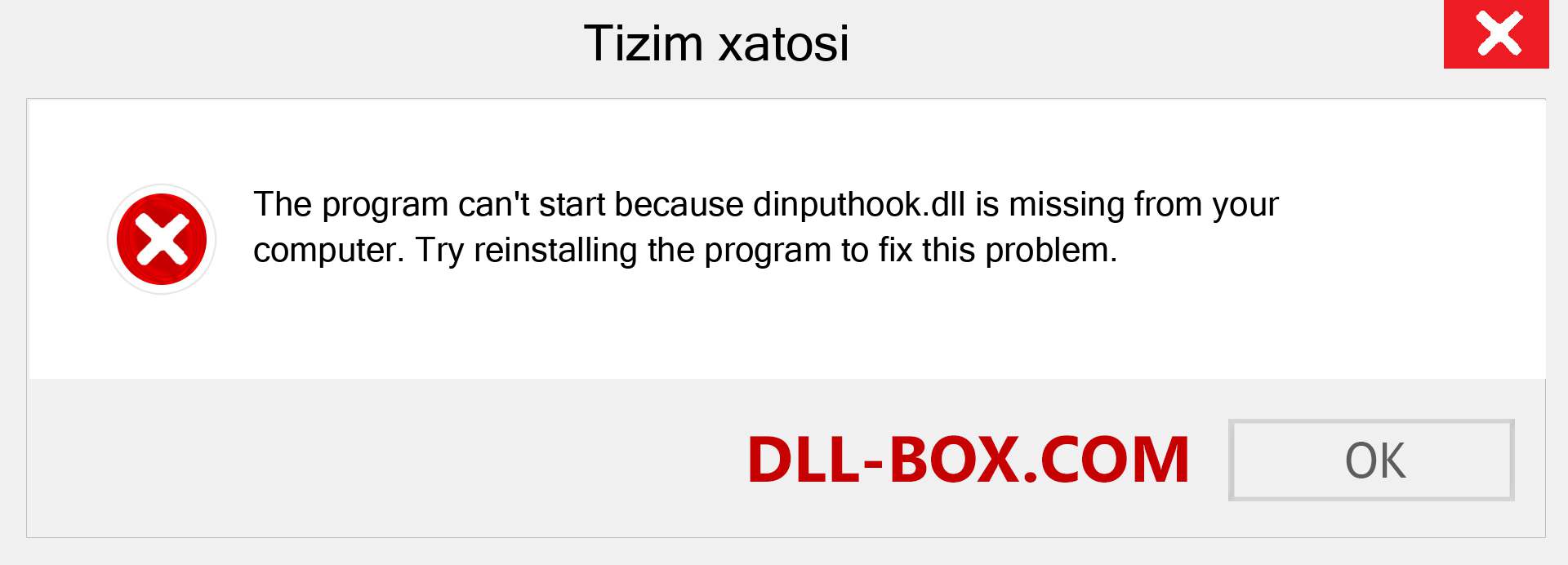 dinputhook.dll fayli yo'qolganmi?. Windows 7, 8, 10 uchun yuklab olish - Windowsda dinputhook dll etishmayotgan xatoni tuzating, rasmlar, rasmlar